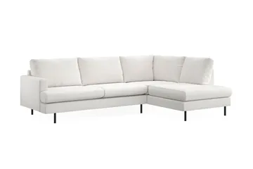 Menard Compact 4-sits Högervänd L-formad Schäslongsoffa i Bouclé - Vit - Möbler - Soffa - Divansoffa & schäslongsoffa - 4 sits soffa med divan