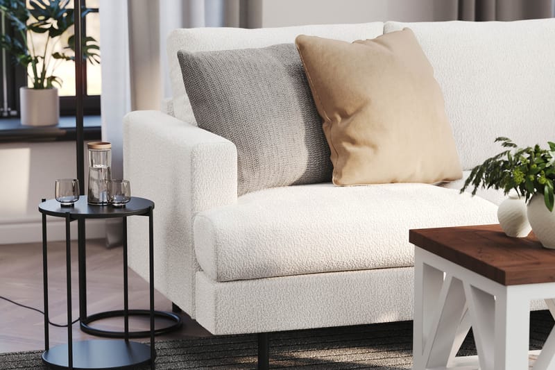 Menard Compact 4-sits Högervänd L-formad Schäslongsoffa i Bouclé - Vit - Möbler - Soffa - Divansoffa & schäslongsoffa - 4 sits soffa med divan