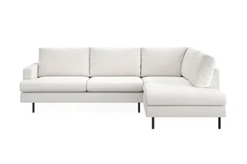 Menard Compact 4-sits Högervänd L-formad Schäslongsoffa i Bouclé - Vit - Möbler - Soffa - Divansoffa & schäslongsoffa - 4 sits soffa med divan