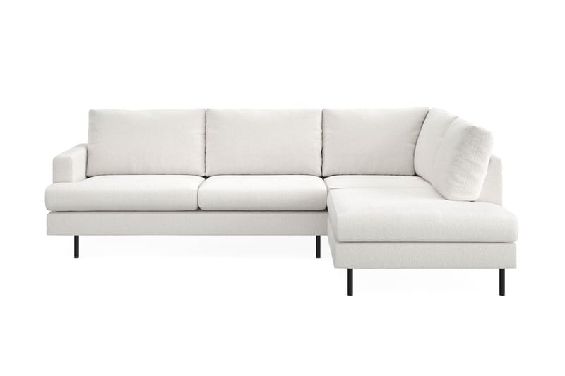 Menard Compact 4-sits Högervänd L-formad Schäslongsoffa i Bouclé - Vit - Möbler - Soffa - Divansoffa & schäslongsoffa - 4 sits soffa med divan