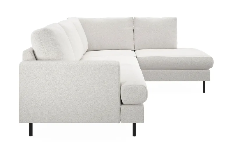 Menard Compact 4-sits Högervänd L-formad Schäslongsoffa i Bouclé - Vit - Möbler - Soffa - Divansoffa & schäslongsoffa - 4 sits soffa med divan