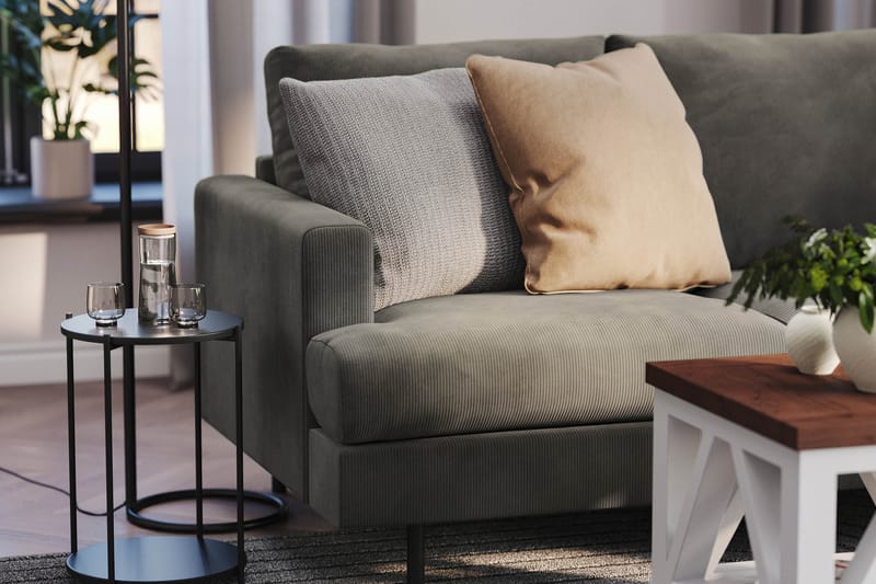 Menard Compact 4-sits Högervänd L-formad Schäslongsoffa i Manchester - Grå - Möbler - Soffa - Divansoffa & schäslongsoffa - 4 sits soffa med divan