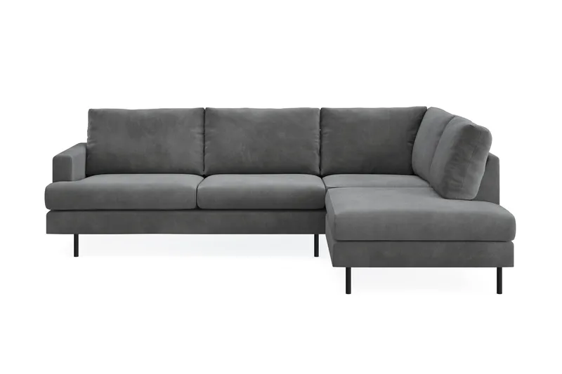 Menard Compact 4-sits Högervänd L-formad Schäslongsoffa i Manchester - Grå - Möbler - Soffa - Divansoffa & schäslongsoffa - 4 sits soffa med divan