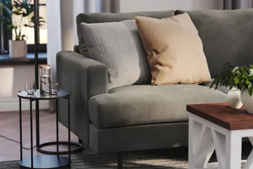 Menard Compact 4-sits Högervänd L-formad Schäslongsoffa i Manchester - Grå - Möbler - Soffa - Divansoffa & schäslongsoffa - 4 sits soffa med divan