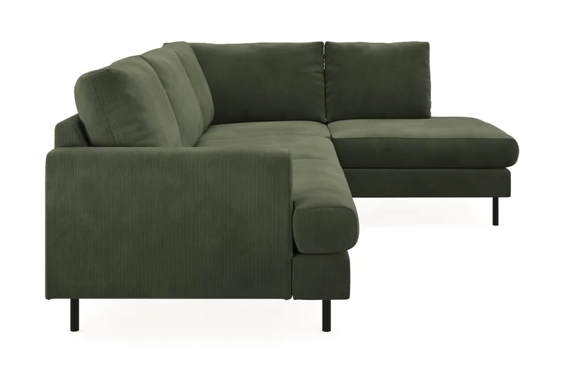 Menard Compact 4-sits Högervänd L-formad Schäslongsoffa i Manchester - Grön - Möbler - Soffa - Divansoffa & schäslongsoffa - 4 sits soffa med divan