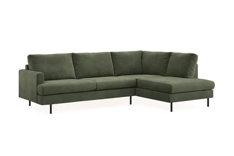 Menard Compact 4-sits Högervänd L-formad Schäslongsoffa i Manchester - Grön - Möbler - Soffa - Divansoffa & schäslongsoffa - 4 sits soffa med divan