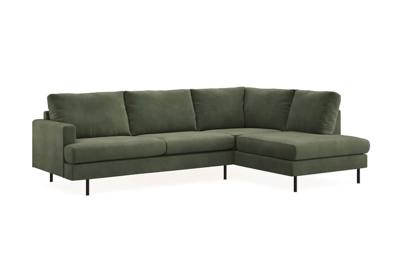 Menard Compact 4-sits Högervänd L-formad Schäslongsoffa i Manchester - Grön - Möbler - Soffa - Divansoffa & schäslongsoffa - 4 sits soffa med divan