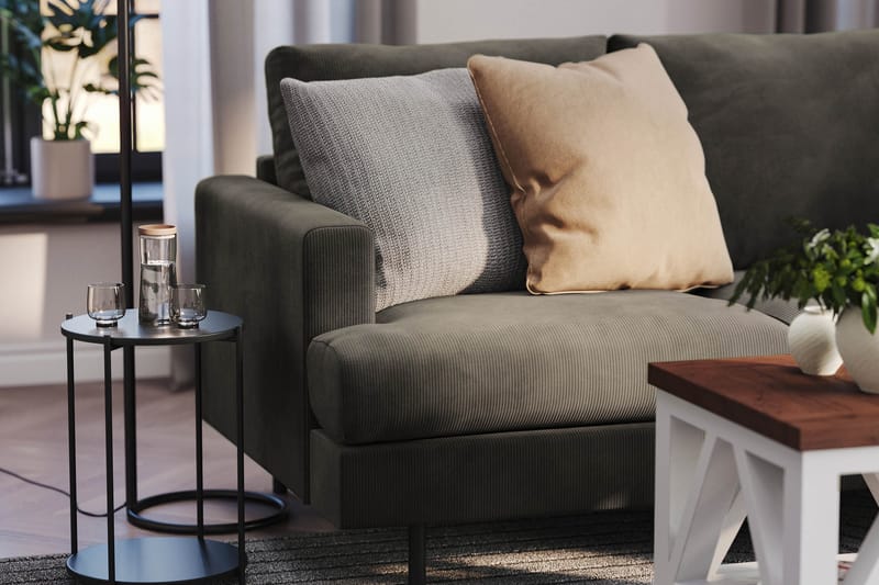 Menard Compact 4-sits Högervänd L-formad Schäslongsoffa i Manchester - Mörkgrå - Möbler - Soffa - Divansoffa & schäslongsoffa - 4 sits soffa med divan