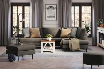 Menard Compact 4-sits Högervänd L-formad Schäslongsoffa i Manchester - Mörkgrå - Möbler - Soffa - Divansoffa & schäslongsoffa - 4 sits soffa med divan
