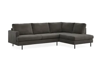 Menard Compact 4-sits Högervänd L-formad Schäslongsoffa i Manchester - Mörkgrå - Möbler - Soffa - Divansoffa & schäslongsoffa - 4 sits soffa med divan