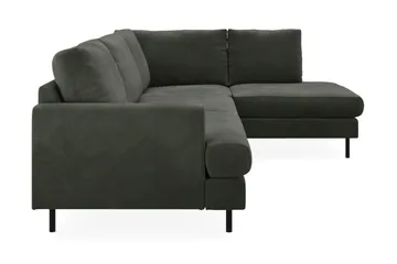 Menard Compact 4-sits Högervänd L-formad Schäslongsoffa i Manchester - Mörkgrön - Möbler - Soffa - Divansoffa & schäslongsoffa - 4 sits soffa med divan