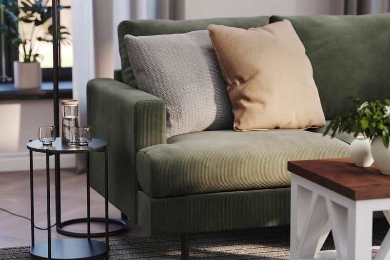 Menard Compact 4-sits Högervänd L-formad Schäslongsoffa i Manchester - Mörkgrön - Möbler - Soffa - Divansoffa & schäslongsoffa - 4 sits soffa med divan