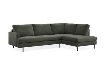 Menard Compact 4-sits Högervänd L-formad Schäslongsoffa i Manchester - Mörkgrön - Möbler - Soffa - Divansoffa & schäslongsoffa - 4 sits soffa med divan