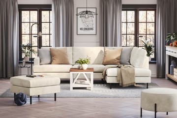 Menard Compact 4-sits Högervänd L-formad Schäslongsoffa i Sammet - Krämvit - Möbler - Soffa - Divansoffa & schäslongsoffa - 4 sits soffa med divan