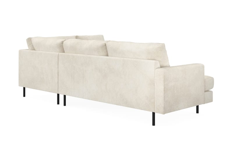 Menard Compact 4-sits Högervänd L-formad Schäslongsoffa i Sammet - Krämvit - Möbler - Soffa - Divansoffa & schäslongsoffa - 4 sits soffa med divan