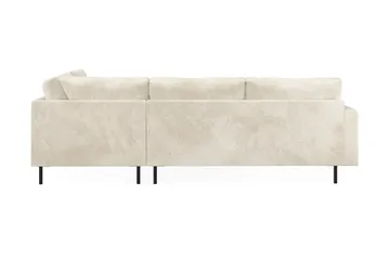 Menard Compact 4-sits Högervänd L-formad Schäslongsoffa i Sammet - Krämvit - Möbler - Soffa - Divansoffa & schäslongsoffa - 4 sits soffa med divan