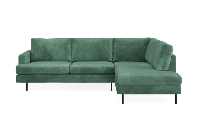 Menard Compact 4-sits Högervänd L-formad Schäslongsoffa i Sammet - Mörkgrön - Möbler - Soffa - Divansoffa & schäslongsoffa - 4 sits soffa med divan