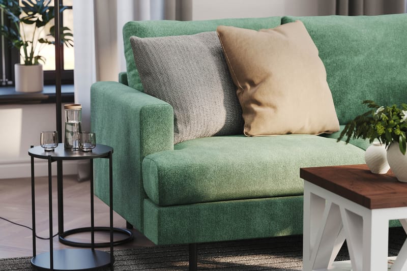 Menard Compact 4-sits Högervänd L-formad Schäslongsoffa i Sammet - Mörkgrön - Möbler - Soffa - Divansoffa & schäslongsoffa - 4 sits soffa med divan