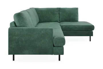 Menard Compact 4-sits Högervänd L-formad Schäslongsoffa i Sammet - Mörkgrön - Möbler - Soffa - Divansoffa & schäslongsoffa - 4 sits soffa med divan