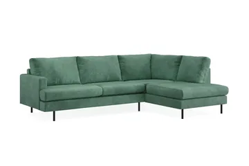 Menard Compact 4-sits Högervänd L-formad Schäslongsoffa i Sammet - Mörkgrön - Möbler - Soffa - Divansoffa & schäslongsoffa - 4 sits soffa med divan
