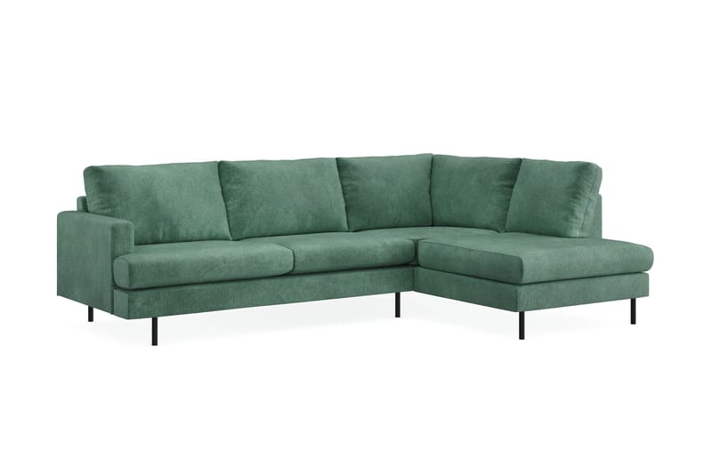 Menard Compact 4-sits Högervänd L-formad Schäslongsoffa i Sammet - Mörkgrön - Möbler - Soffa - Divansoffa & schäslongsoffa - 4 sits soffa med divan