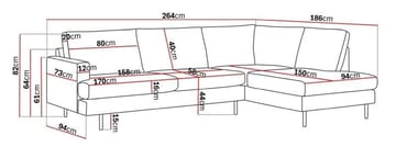 Menard Compact 4-sits Högervänd L-formad Schäslongsoffa i Tyg - Beige - Möbler - Soffa - Divansoffa & schäslongsoffa - 4 sits soffa med divan