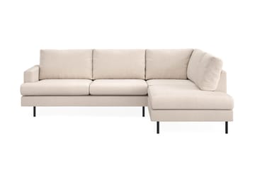 Menard Compact 4-sits Högervänd L-formad Schäslongsoffa i Tyg - Beige - Möbler - Soffa - Divansoffa & schäslongsoffa - 4 sits soffa med divan