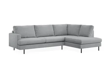 Menard Compact 4-sits Högervänd L-formad Schäslongsoffa i Tyg - Grå - Möbler - Soffa - Divansoffa & schäslongsoffa - 4 sits soffa med divan