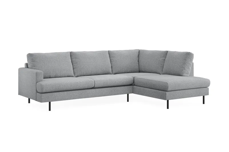 Menard Compact 4-sits Högervänd L-formad Schäslongsoffa i Tyg - Grå - Möbler - Soffa - Divansoffa & schäslongsoffa - 4 sits soffa med divan
