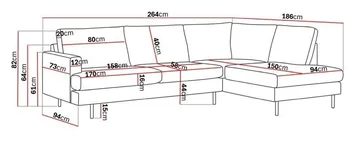 Menard Compact 4-sits Högervänd L-formad Schäslongsoffa i Tyg - Grå - Möbler - Soffa - Divansoffa & schäslongsoffa - 4 sits soffa med divan