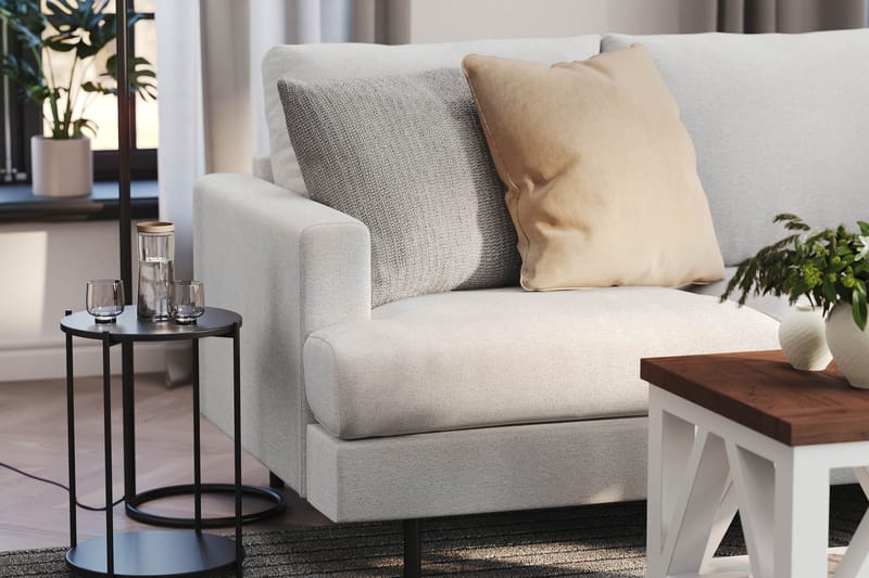 Menard Compact 4-sits Högervänd L-formad Schäslongsoffa i Tyg - Ljusgrå - Möbler - Soffa - Divansoffa & schäslongsoffa - 4 sits soffa med divan