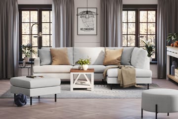 Menard Compact 4-sits Högervänd L-formad Schäslongsoffa i Tyg - Ljusgrå - Möbler - Soffa - Divansoffa & schäslongsoffa - 4 sits soffa med divan