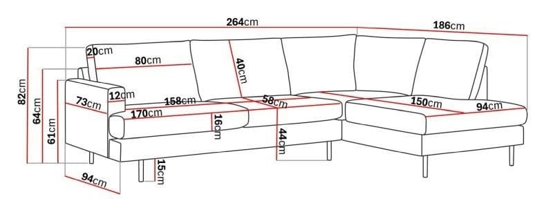 Menard Compact 4-sits Högervänd L-formad Schäslongsoffa i Tyg - Ljusgrå - Möbler - Soffa - Divansoffa & schäslongsoffa - 4 sits soffa med divan