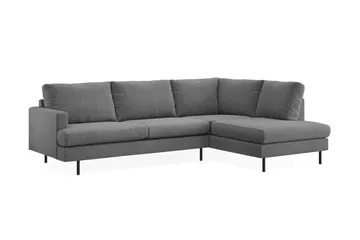 Menard Compact 4-sits Högervänd L-formad Schäslongsoffa i Tyg - Mörkgrå - Möbler - Soffa - Divansoffa & schäslongsoffa - 4 sits soffa med divan