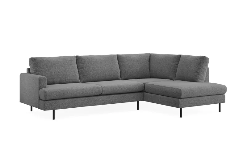 Menard Compact 4-sits Högervänd L-formad Schäslongsoffa i Tyg - Mörkgrå - Möbler - Soffa - Divansoffa & schäslongsoffa - 4 sits soffa med divan
