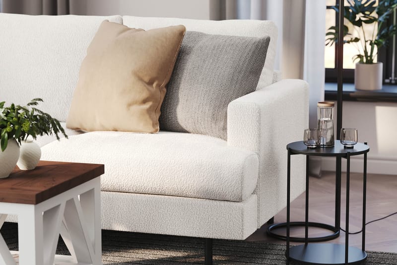 Menard Compact 4-sits Vänstervänd L-formad Schäslongsoffa i Bouclé - Vit - Möbler - Soffa - Divansoffa & schäslongsoffa - 4 sits soffa med divan