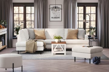 Menard Compact 4-sits Vänstervänd L-formad Schäslongsoffa i Bouclé - Vit - Möbler - Soffa - Divansoffa & schäslongsoffa - 4 sits soffa med divan