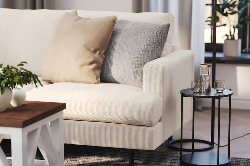 Menard Compact 4-sits Vänstervänd L-formad Schäslongsoffa i Manchester - Beige - Möbler - Soffa - Divansoffa & schäslongsoffa - 4 sits soffa med divan