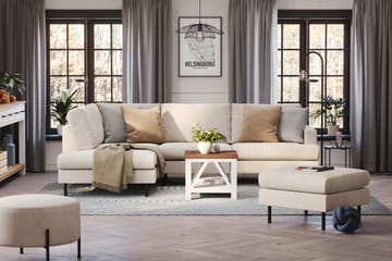 Menard Compact 4-sits Vänstervänd L-formad Schäslongsoffa i Manchester - Beige - Möbler - Soffa - Divansoffa & schäslongsoffa - 4 sits soffa med divan