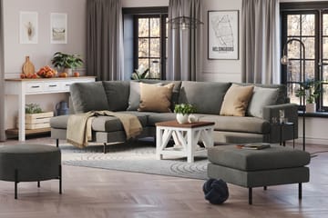 Menard Compact 4-sits Vänstervänd L-formad Schäslongsoffa i Manchester - Grå - Möbler - Soffa - Divansoffa & schäslongsoffa - 4 sits soffa med divan