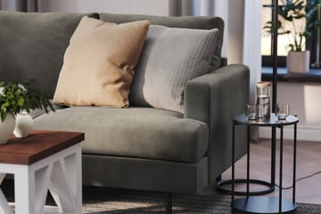 Menard Compact 4-sits Vänstervänd L-formad Schäslongsoffa i Manchester - Grå - Möbler - Soffa - Divansoffa & schäslongsoffa - 4 sits soffa med divan