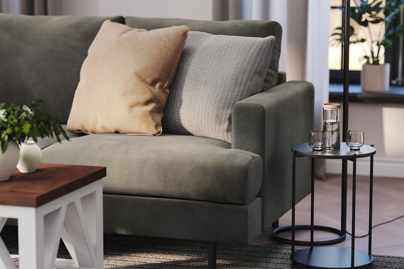 Menard Compact 4-sits Vänstervänd L-formad Schäslongsoffa i Manchester - Grå - Möbler - Soffa - Divansoffa & schäslongsoffa - 4 sits soffa med divan