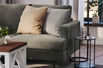 Menard Compact 4-sits Vänstervänd L-formad Schäslongsoffa i Manchester - Grå - Möbler - Soffa - Divansoffa & schäslongsoffa - 4 sits soffa med divan