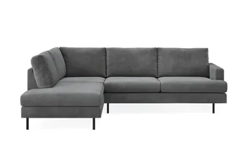 Menard Compact 4-sits Vänstervänd L-formad Schäslongsoffa i Manchester - Grå - Möbler - Soffa - Divansoffa & schäslongsoffa - 4 sits soffa med divan