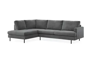 Menard Compact 4-sits Vänstervänd L-formad Schäslongsoffa i Manchester - Grå - Möbler - Soffa - Divansoffa & schäslongsoffa - 4 sits soffa med divan