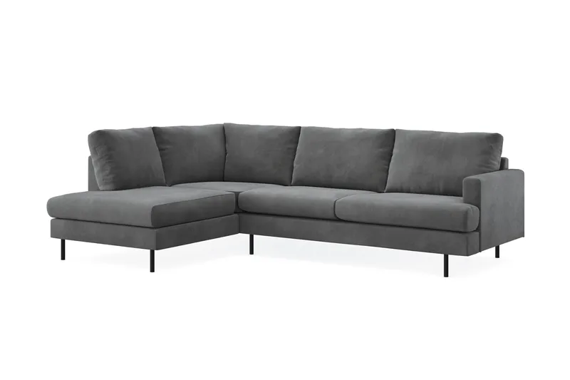 Menard Compact 4-sits Vänstervänd L-formad Schäslongsoffa i Manchester - Grå - Möbler - Soffa - Divansoffa & schäslongsoffa - 4 sits soffa med divan