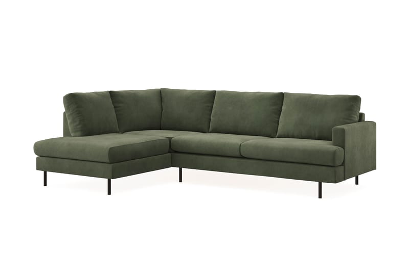 Menard Compact 4-sits Vänstervänd L-formad Schäslongsoffa i Manchester - Grön - Möbler - Soffa - Divansoffa & schäslongsoffa - 4 sits soffa med divan