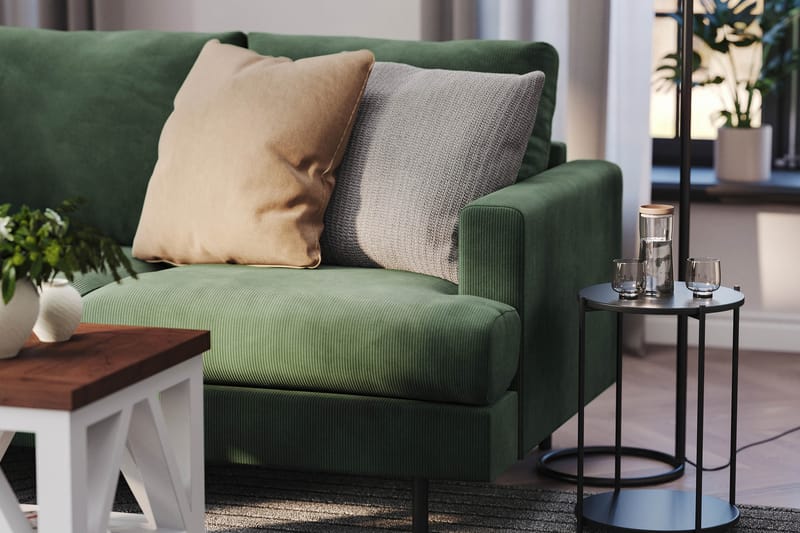 Menard Compact 4-sits Vänstervänd L-formad Schäslongsoffa i Manchester - Grön - Möbler - Soffa - Divansoffa & schäslongsoffa - 4 sits soffa med divan
