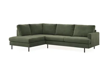 Menard Compact 4-sits Vänstervänd L-formad Schäslongsoffa i Manchester - Grön - Möbler - Soffa - Divansoffa & schäslongsoffa - 4 sits soffa med divan