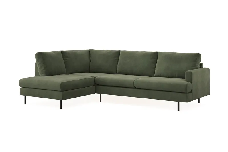 Menard Compact 4-sits Vänstervänd L-formad Schäslongsoffa i Manchester - Grön - Möbler - Soffa - Divansoffa & schäslongsoffa - 4 sits soffa med divan